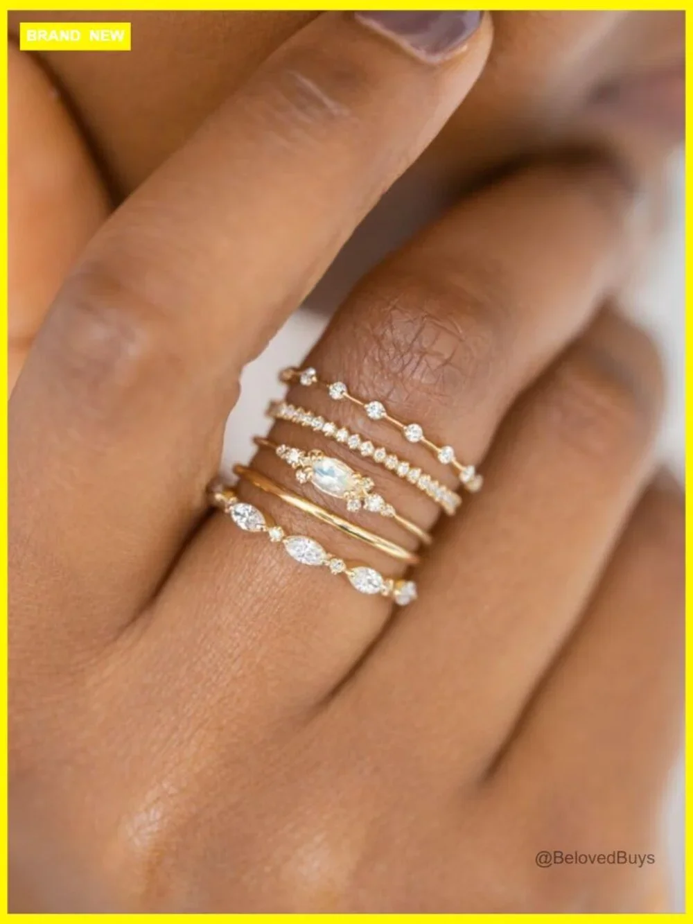 Stackable Dainty 18K Gold Plated Cubic Zirconia Thin Eternity Engagement Ring